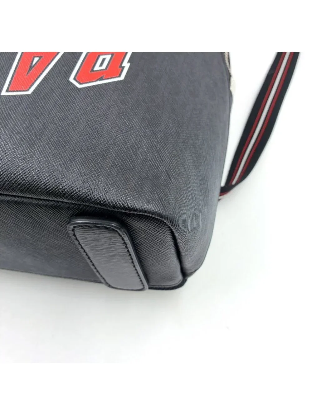 Dior Homme Leather Black White Red Backpack Silver